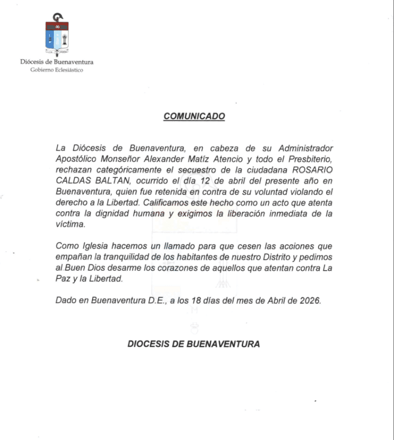 La Diócesis rechaza categóricamente la desaparición forzada, tortura y asesinato de dos ciudadanos en La Bocana