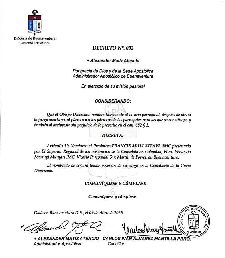 Decretos y Ratificacióin – Administración Apostólica Abril 2026
