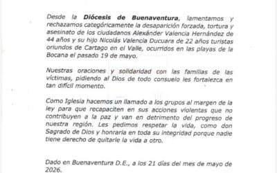 La Diócesis rechaza categóricamente la desaparición forzada, tortura y asesinato de dos ciudadanos en La Bocana