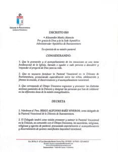 Decreto N°. 010: Nombramiento del Delegado de la Pastoral Vocacional