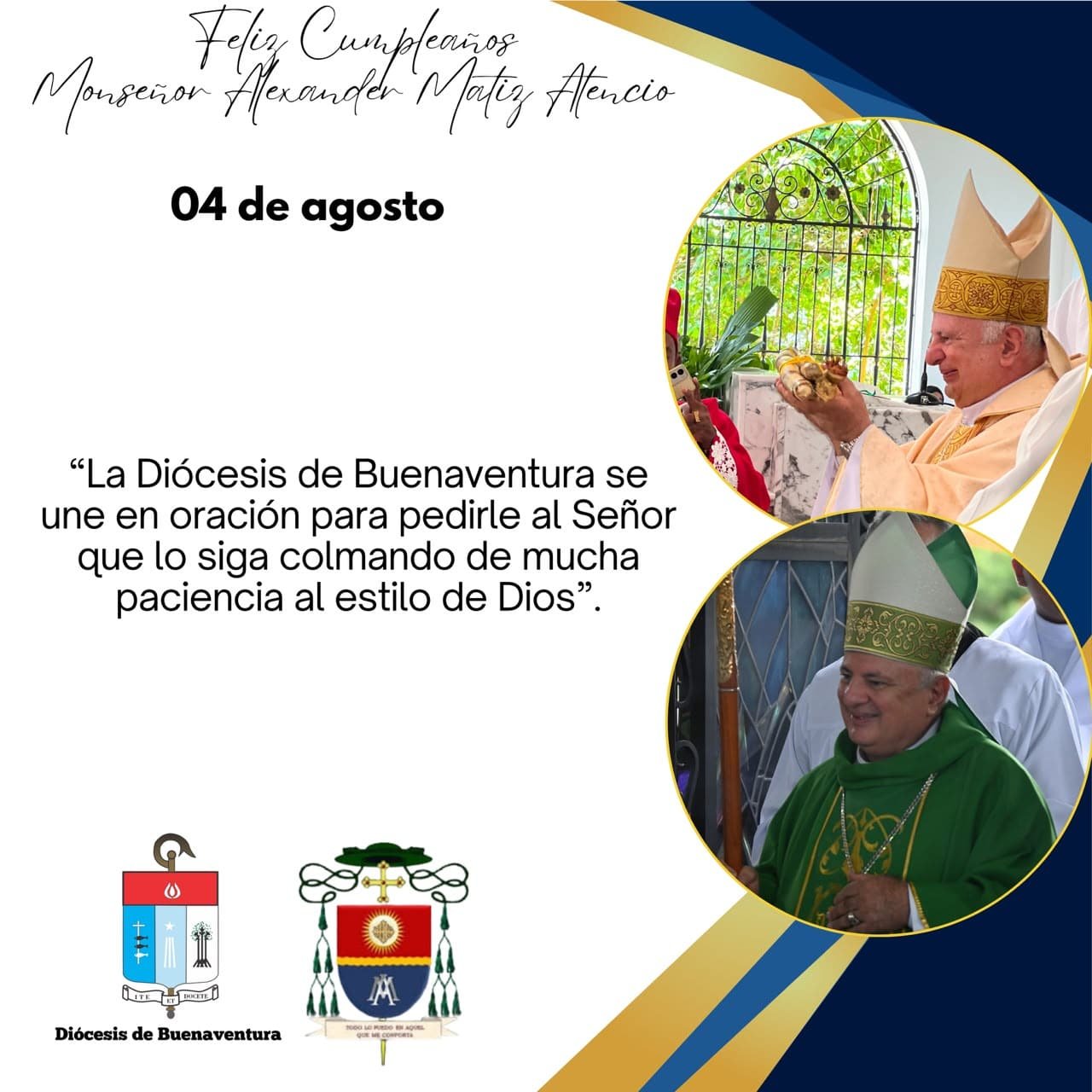 Feliz cumpleaños Monseñor Alexander Matiz Atencio