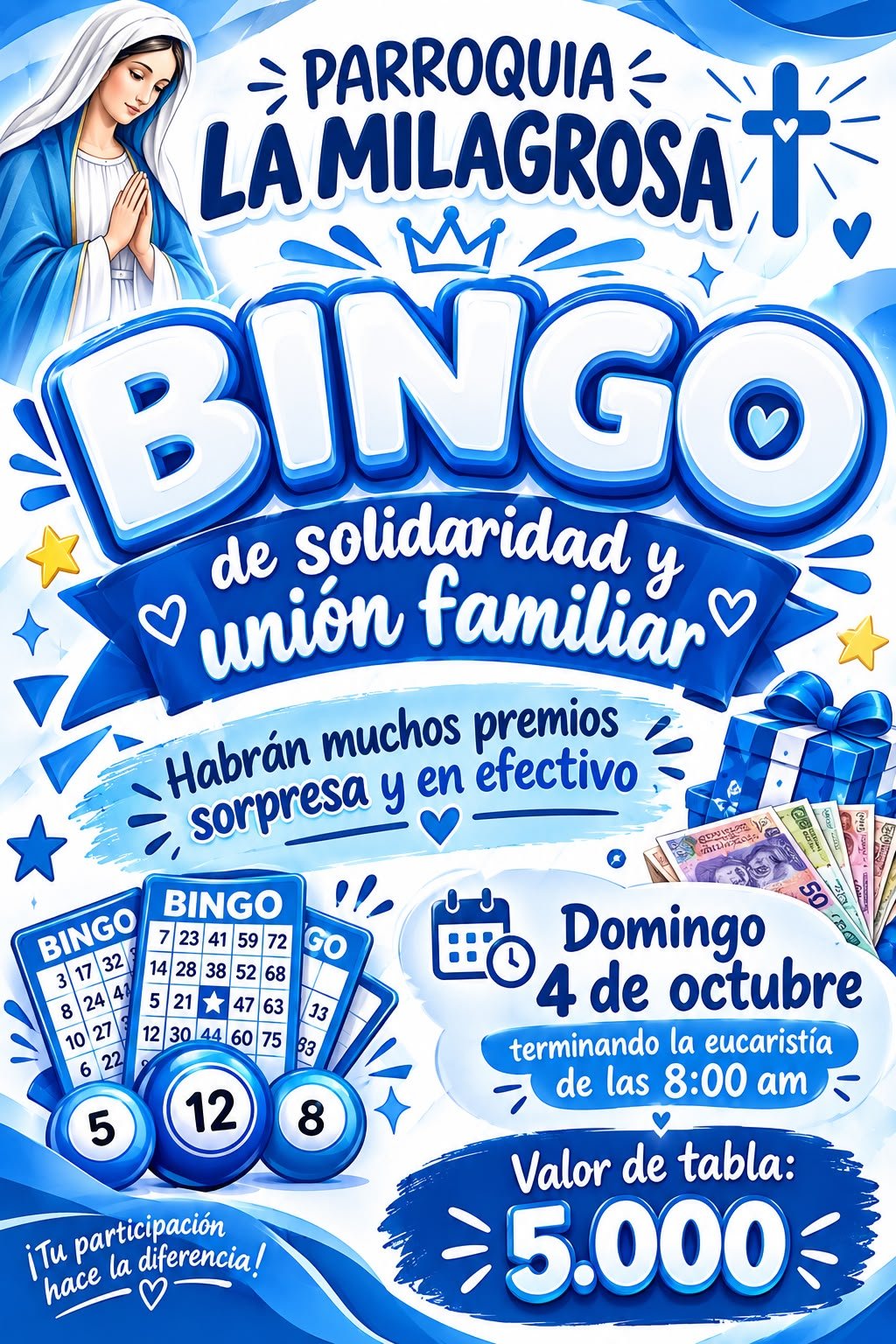 Bingo de Solidaridad y Unión Familiar — Parroquia La Milagrosa